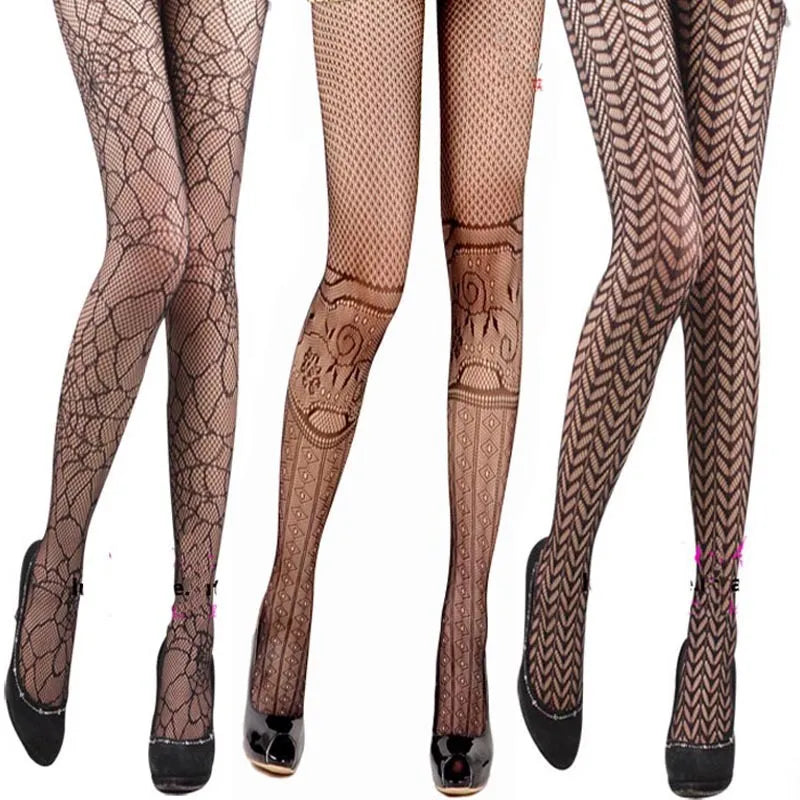 24 Design Women Sexy Fishnet Tights Female Punk Grid Hollow Out Nets Panty Hose Silk Stockings