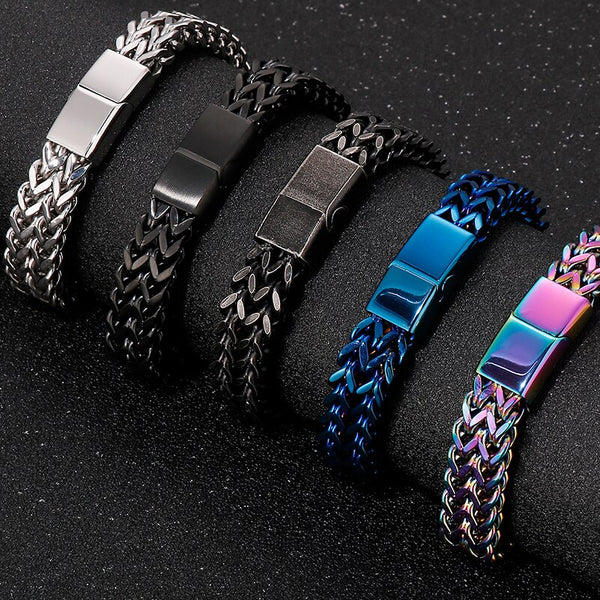 Solid Stainless Steel Color Wrist Bracelet Men's On Hand Chain Handles For Men