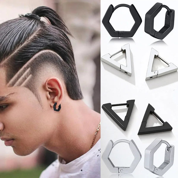 Hexagon Earrings for Men Women