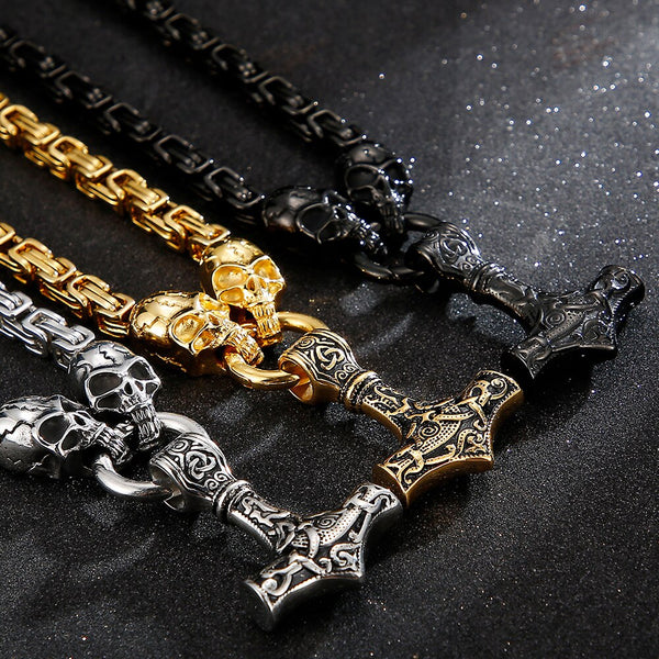 Gothic Punk Rapper Skull Death Heads Pendant Necklace For Men