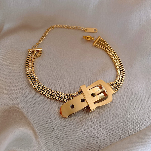 Pulsera de acero inoxidable con personalidad, estilo coreano, cadena multicapa, sencilla y salvaje.