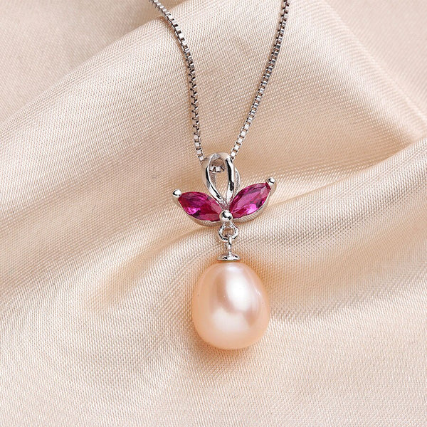 Colgante de perla de agua dulce natural de cristal 5A para mujer