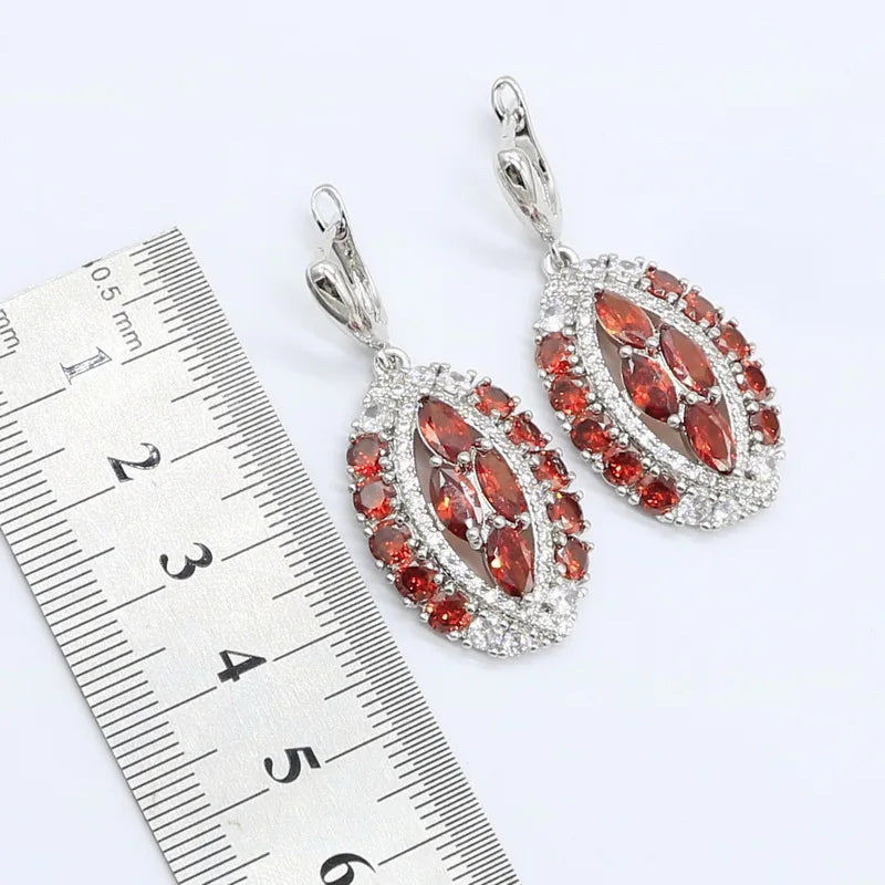 Red Zircon Bridal Jewelry Sets for Women