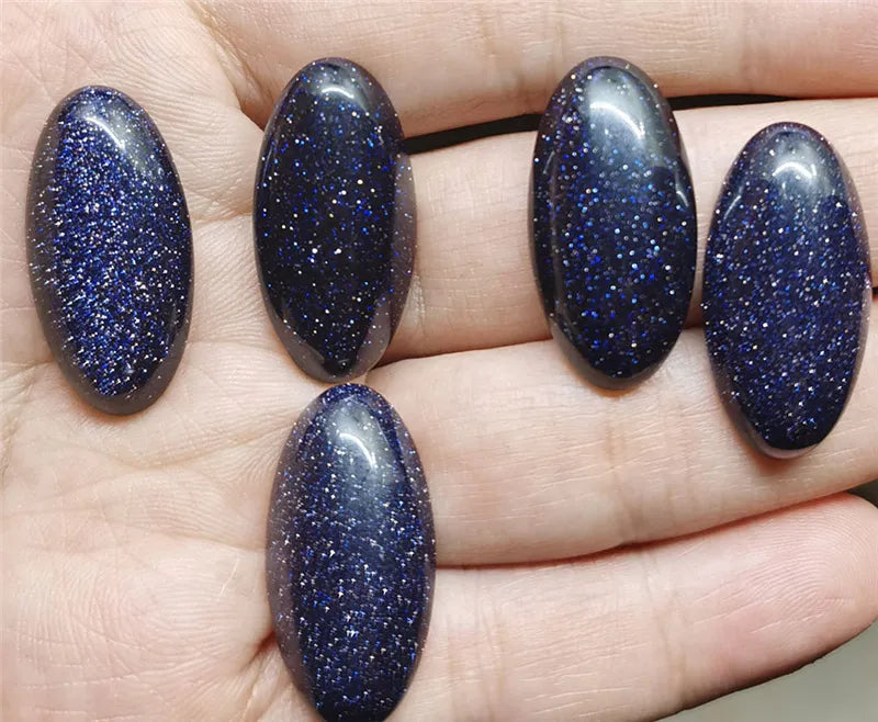 Irregular Eye Shape Dark Blue Sequins Stone Rings For Women