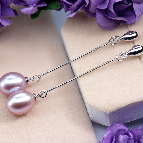 Classic Long Strip 925 Sterling Silver Drop Earrings