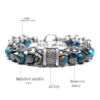 2Pcs/Set Natural Chakra Energy Stone Health Slimming Magnetic Therapy Men's Beaded