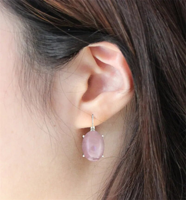 Pendientes vintage de garra de lapislázuli y cuarzo natural para mujer