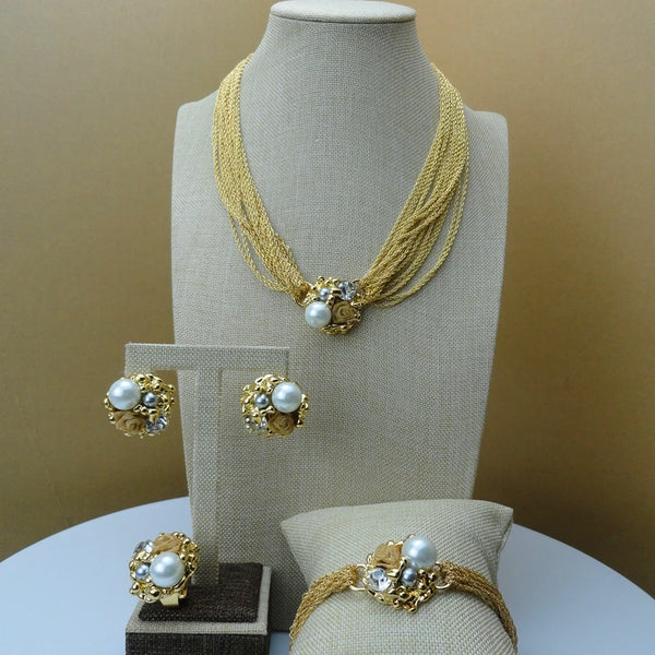 Conjuntos de collares de cadena de alta calidad de joyería fina de Dubái para mujer, regalo de fiesta