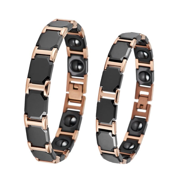 Stainless Steel & Black Ceramic Couple Bracelet Magnetic Therapy Bracelets for Men