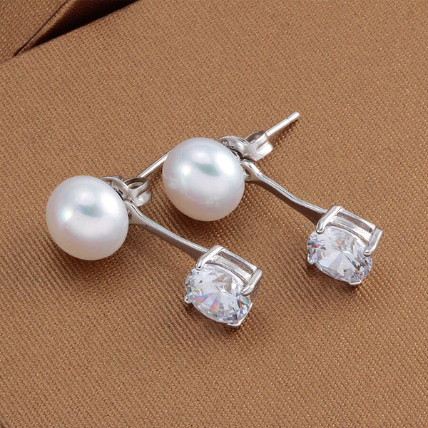 Simple Square Zircon 925 Silver Stud Earrings Jewelry For Women