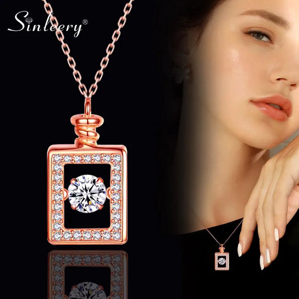 Hollow Perfume Bottle Choker Necklace Rose Gold Silver Color Chain