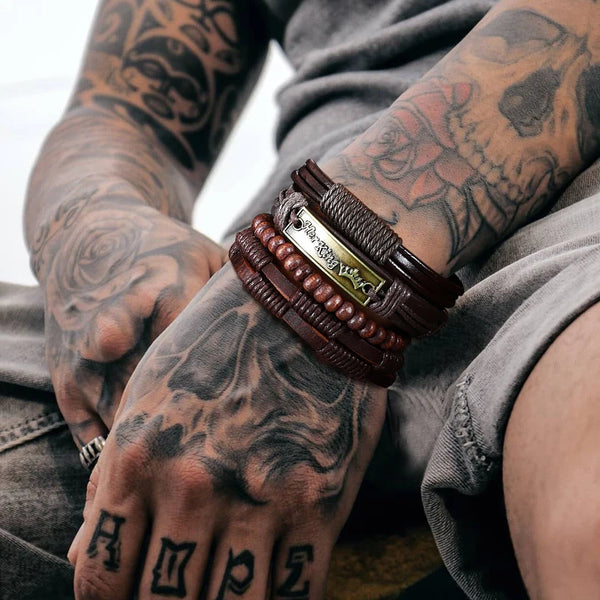 KING BROWN LEATHER SURF BRACELET FOR MEN WOMEN