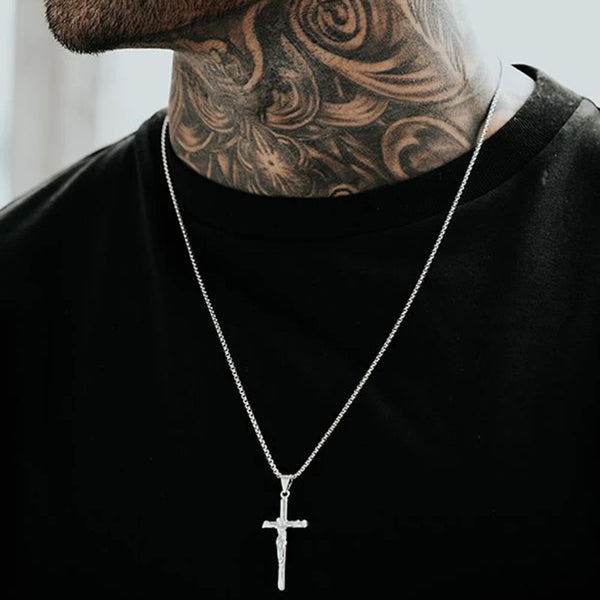 Jesus Crucifix Cross Pendant Necklace for Men