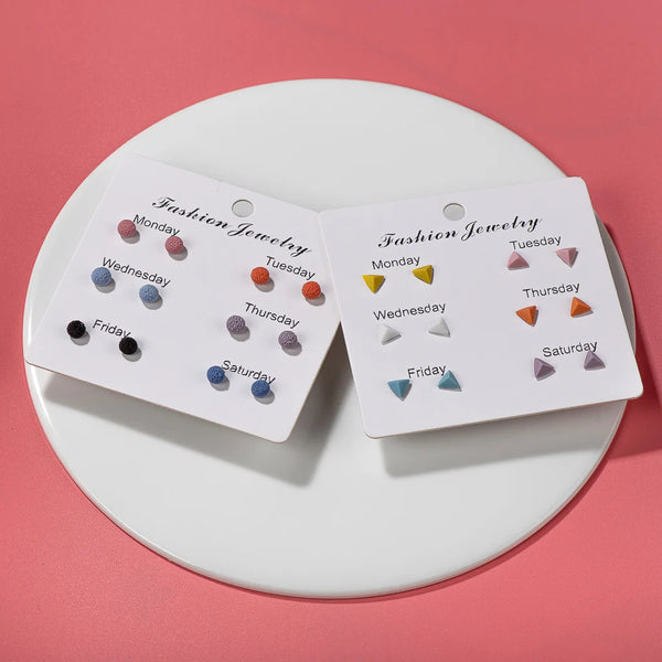 Summer Fashion Exquisite Small Ceramic Earring 6 Pairs/Set