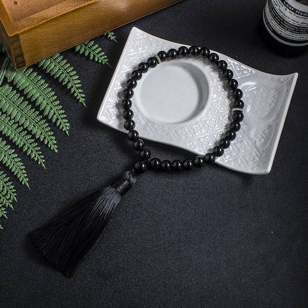 Pulsera islámica musulmana Tasbih33 de ónix negro de 8 mm para hombres y mujeres, rosario con bendiciones deliciosas