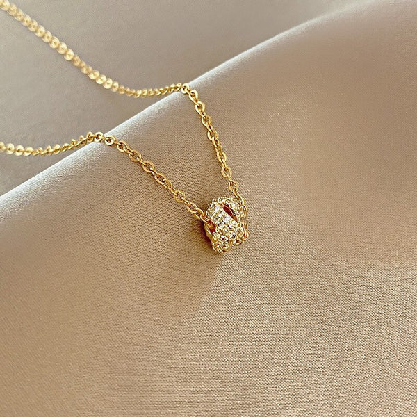 Stainless Steel Geometric 2 Rings Cross Pendant Necklace