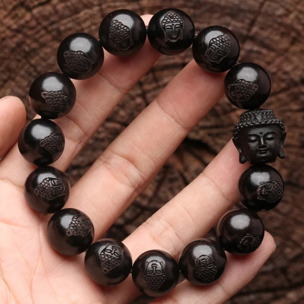 Ébano natural, fundador del budismo Shakyamuni, pulsera del budismo tibetano