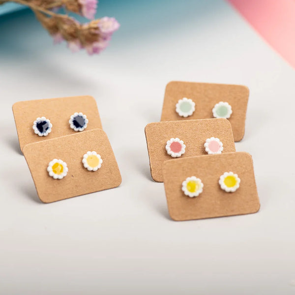 Cute Sun Flower Forest Elements Ceramic Earrings