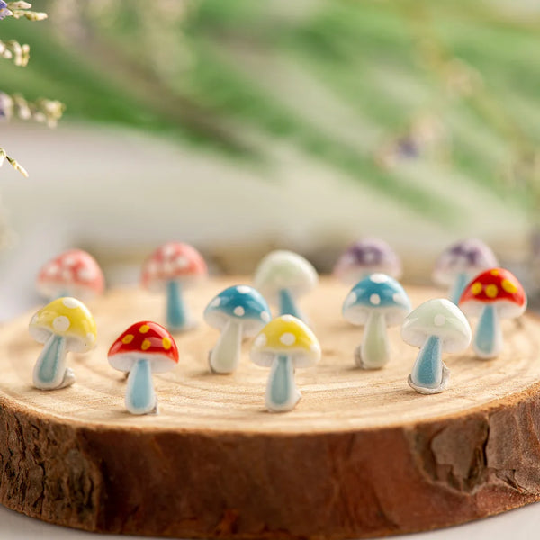 Multicolor Mushrooms Ceramic Earrings