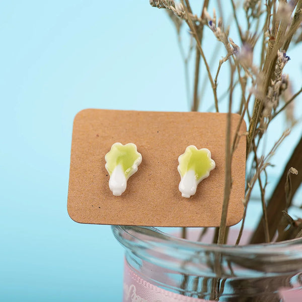 Plant Series Cute Little Cabbage Ceramic Earrings
