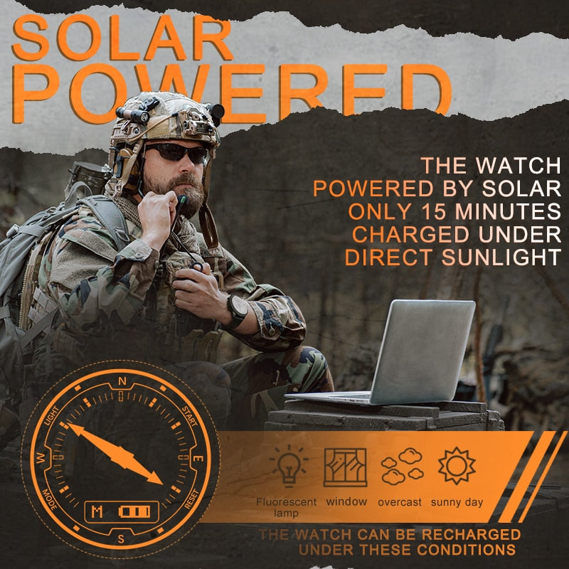 Men Solar Power Digital Watch Men Outdoor Smart Watches