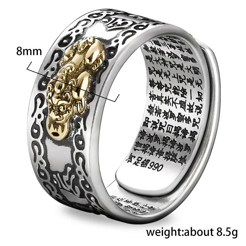 8mm 990 Sterling Silver Ring for Men