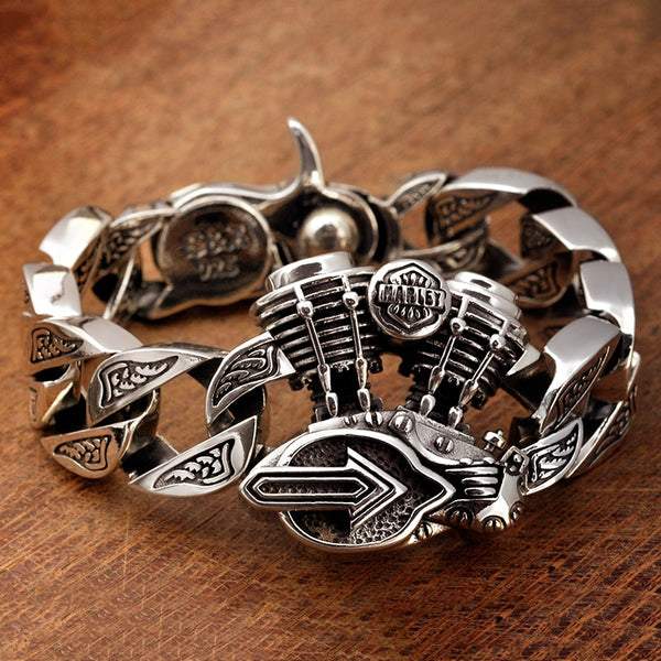 Pulseras de cadena y eslabones de plata esterlina 925, joyería de plata tailandesa para hombre