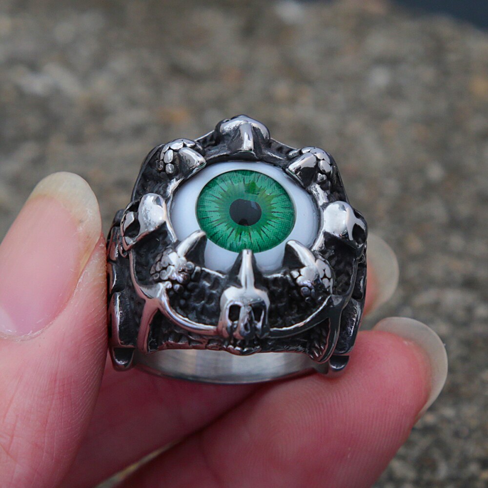 Gothic Creative Design Dragon Claw Demon Eye Ring Men