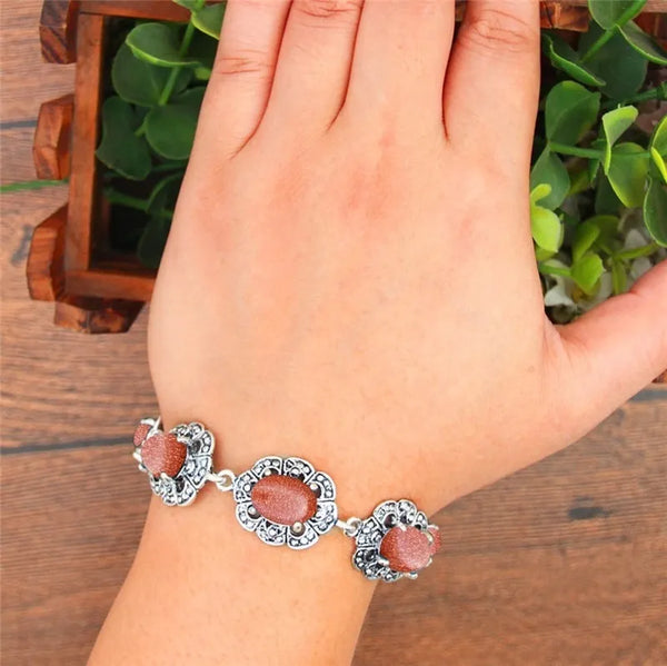 Pulsera vintage de lentejuelas doradas ovaladas
