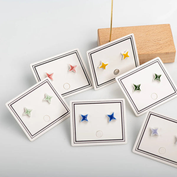 Small And Cute Porcelain Multicolor Earrings