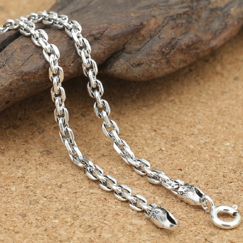 Unibabe Pure Silver 3mm necklace S925 Sterling Silver Jewelry Square Men Women Necklace