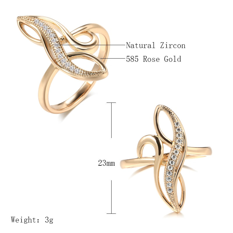 Elegant Geometric Texture Natural White Zircon Rings For Women