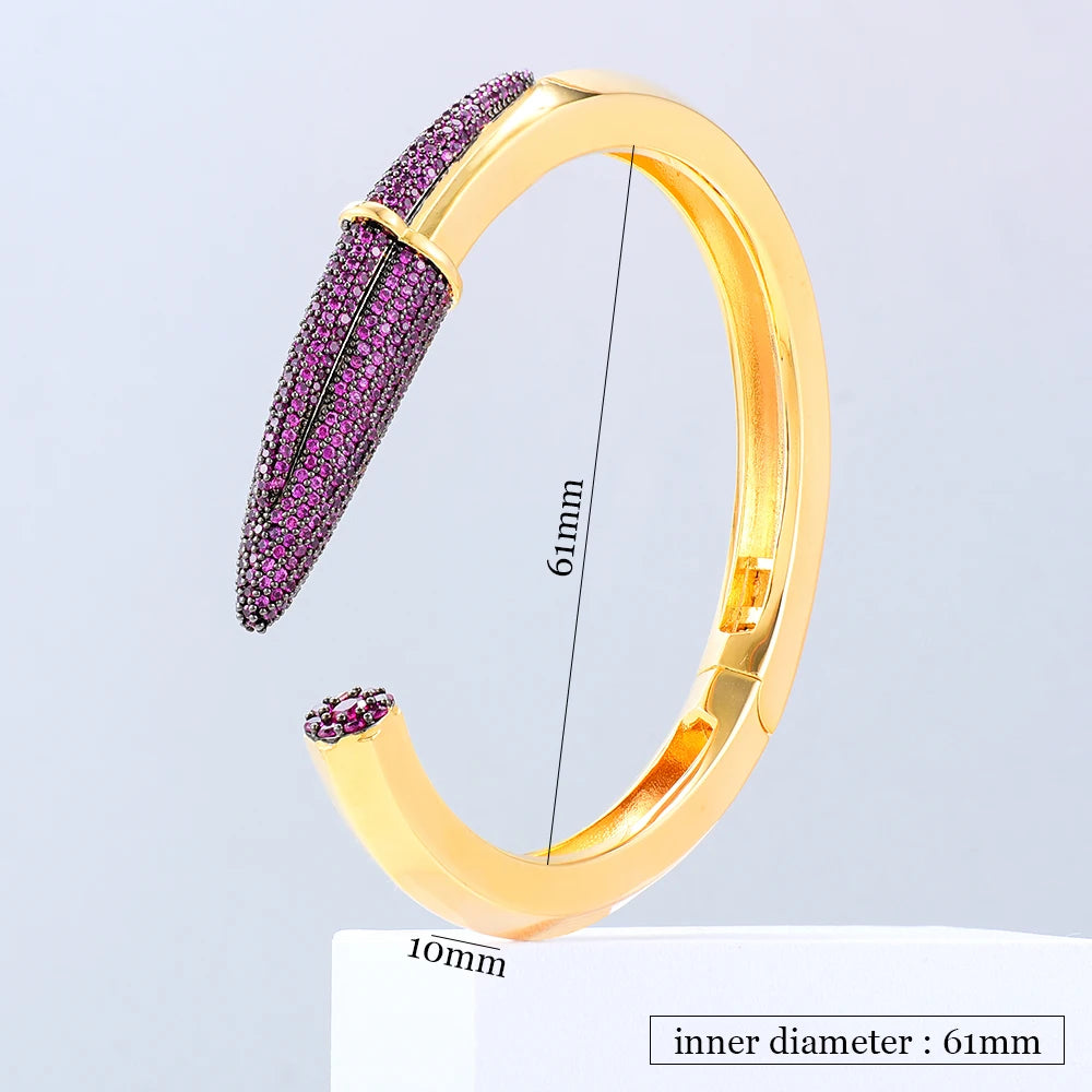 Original Multicolor Stackable Bangles For Women Bridal Wedding Cubic Zircon Open Bangle Dubai Bracelet