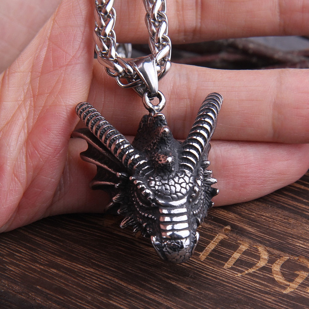 Dragon Pendant Necklaces Titanium Steel Jewelry Animal Head Necklace