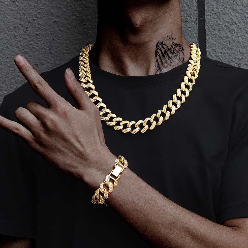 18MM Hip Hop Jewelry Choker Iced Out  Cuban men chain Necklace