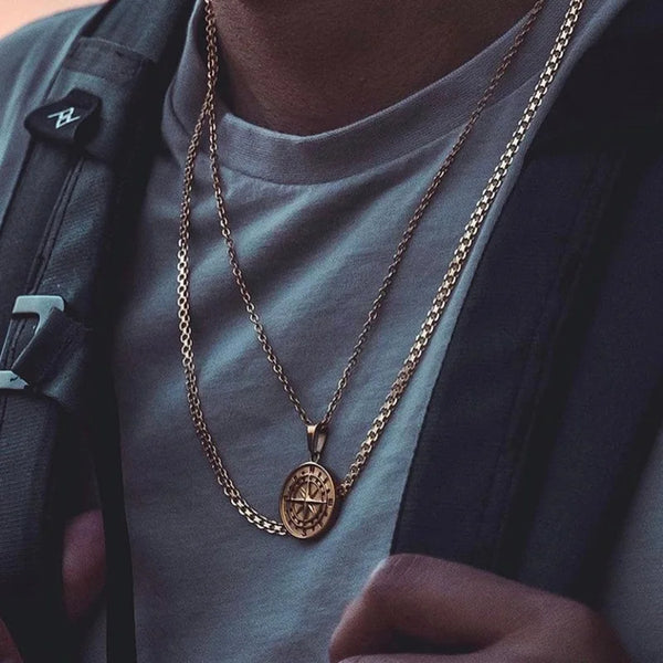 Compass Pendant Necklace,Compass North Star Pendant