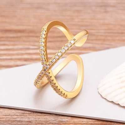 Hot Sale Luxury Cross X Shape Women Engagement Ring