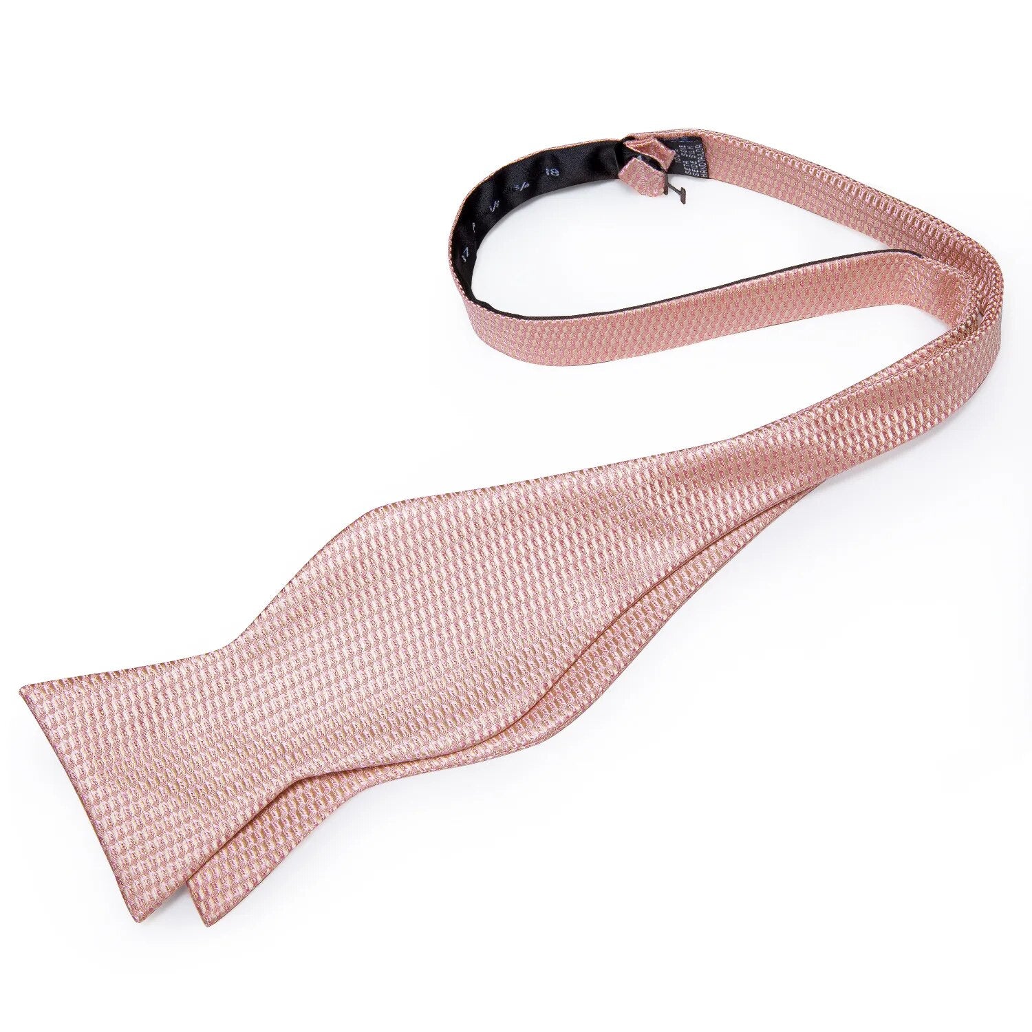 Men's Pink Solid Self Tie Bow Tie Pocket Square Cufflinks Brooch Set