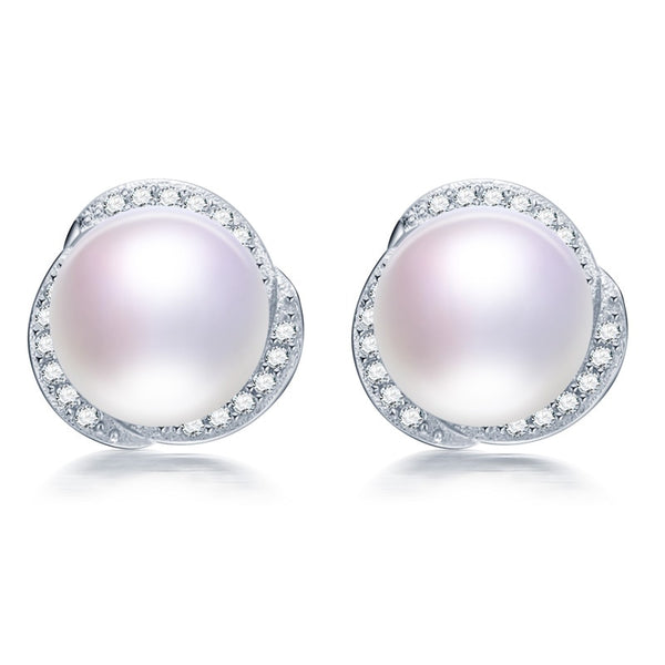 Elegant 8-9mm Stud Earrings 925 Sterling Silver Earrings For Women