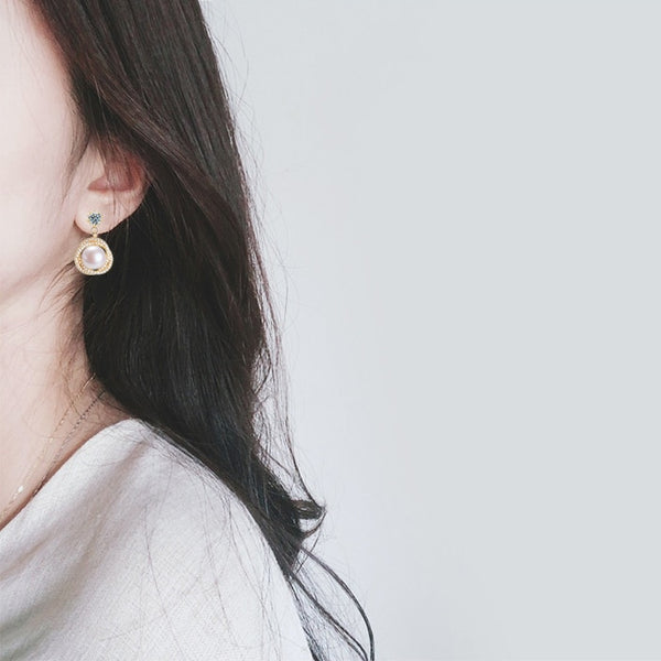 Fine Pearl Earrings 14k Gold Plating Hoop Earrings For Women