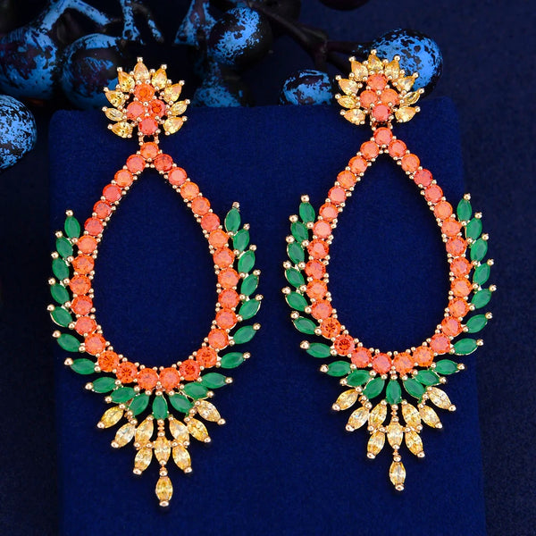 Brand Blue/Orange Boucle D'oreille Femme Bohemia Crystal Earrings for Women
