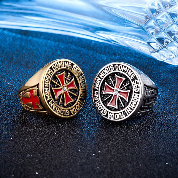 Anillo de la Cruz Roja de Heavy Metal Crusader para hombre