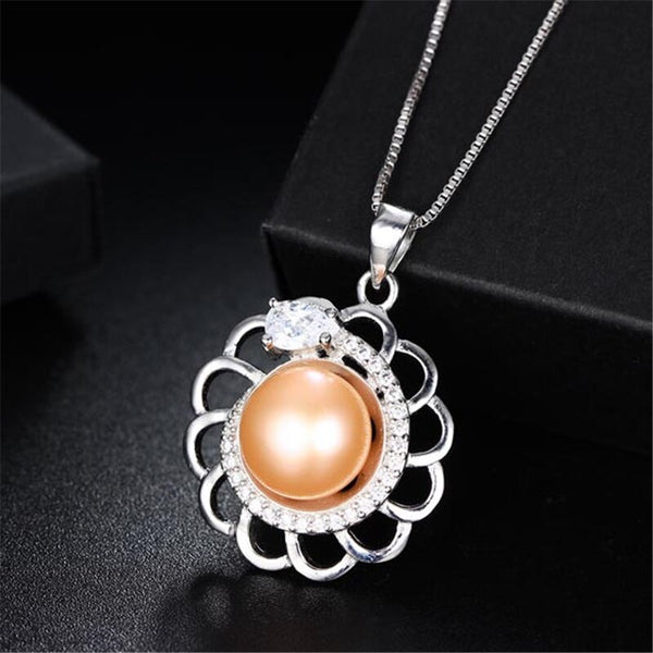 Colgante de flor de circonita de plata de ley 925 de alta calidad