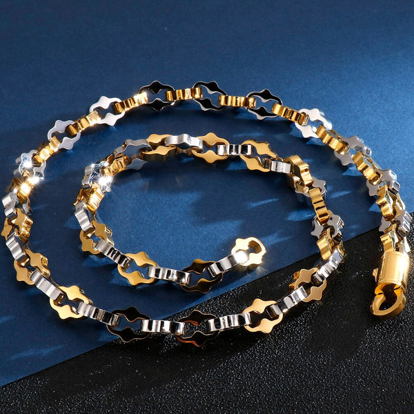 Cadena de acero inoxidable chapada en oro negro de 11 mm de ancho y 63 cm de largo para hombre.