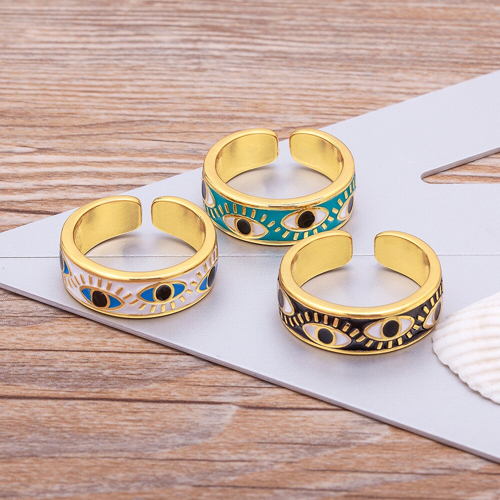Trendy Handmade Enamel Multi-Colors Stackable Band Ring Women