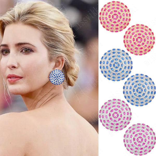 Pendientes redondos grandes de alta calidad para novias, bodas, mujeres y niñas.