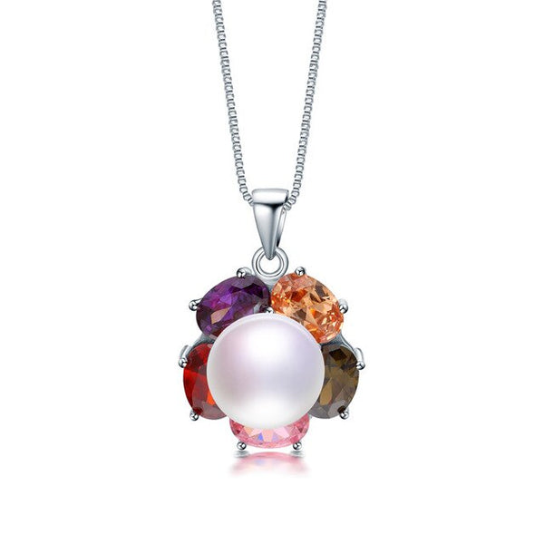 Colgante de flor de lujo colorido de joyería de moda de plata de ley 925