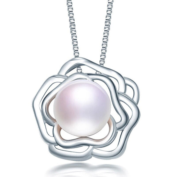 Collar con colgante de perlas de agua dulce, joyería de moda femenina