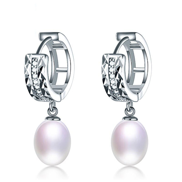 High Luster 8-9mm Water Drop Natural Pearl Earrings For Women