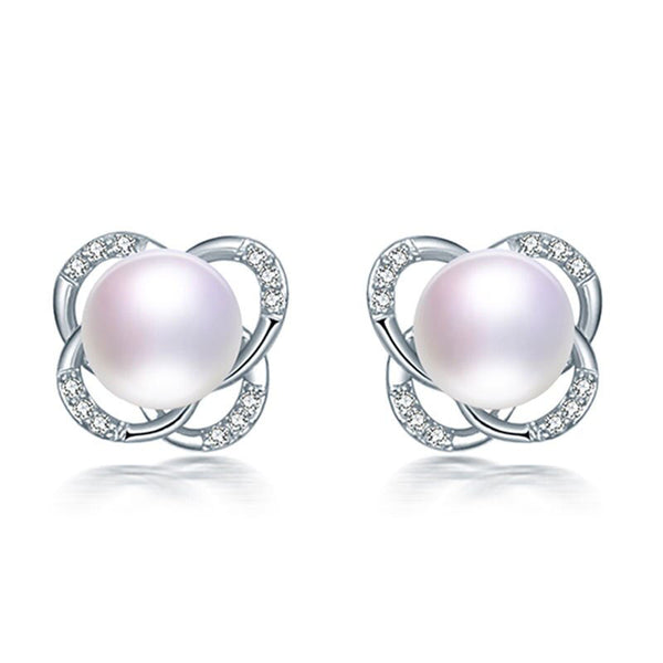 Natural Freshwater Pearl Stud Earrings for Wedding Earring, 925 Sterling Silver Earrings